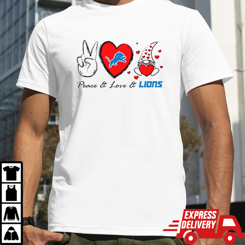 Peace love Lions heart with gnome shirt