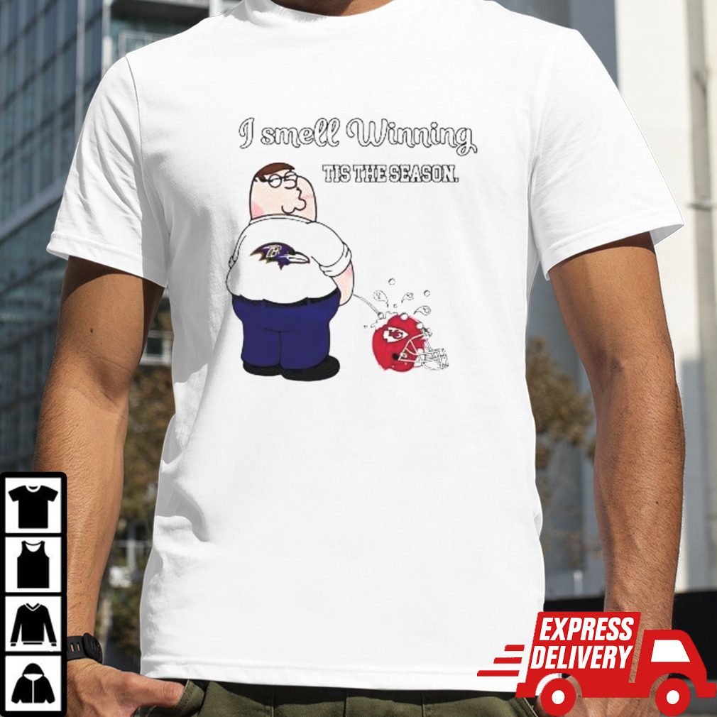 Peter Griffin Baltimore Ravens I Smell Winning Tis The Season Piss Kansas City Chiefs T-Shirt