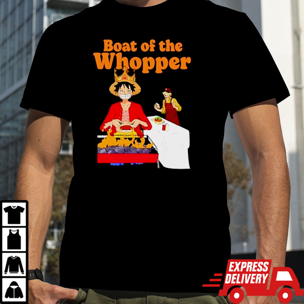 The One Piece X Burger King Boat of the whopper shirt