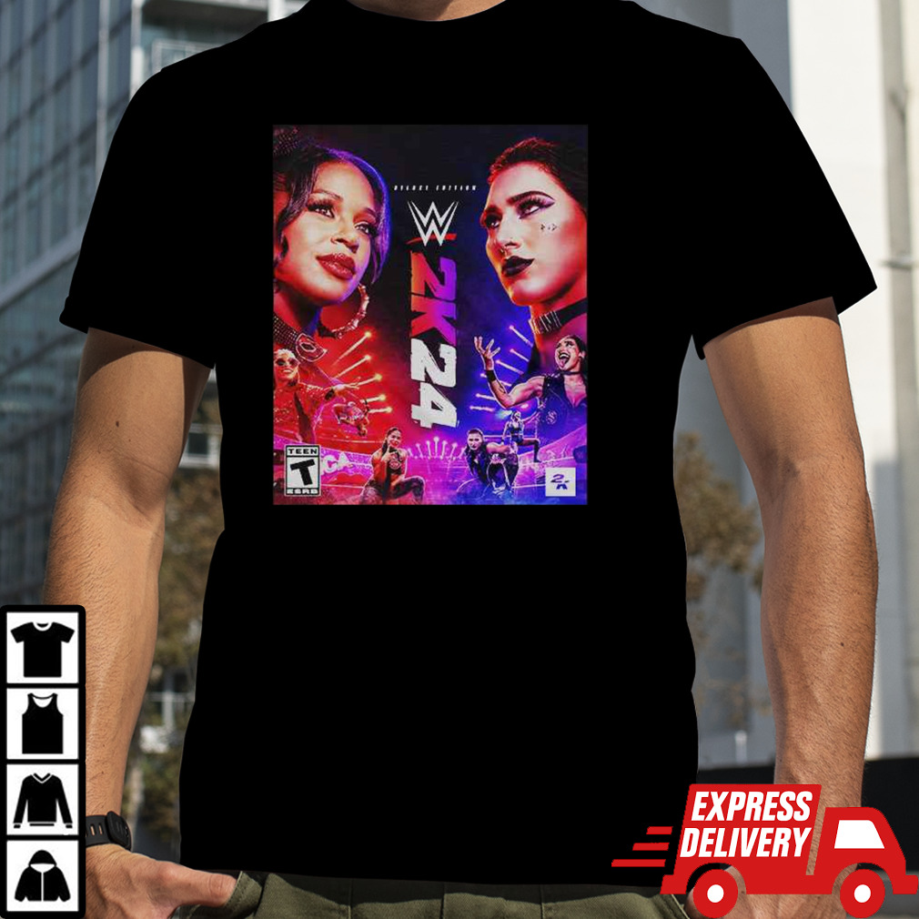 WWE2K24 Deluxe Edition Two Groundbreaking Superstars One Historic Cover Rhea Ripley And Bianca Belair T-Shirt