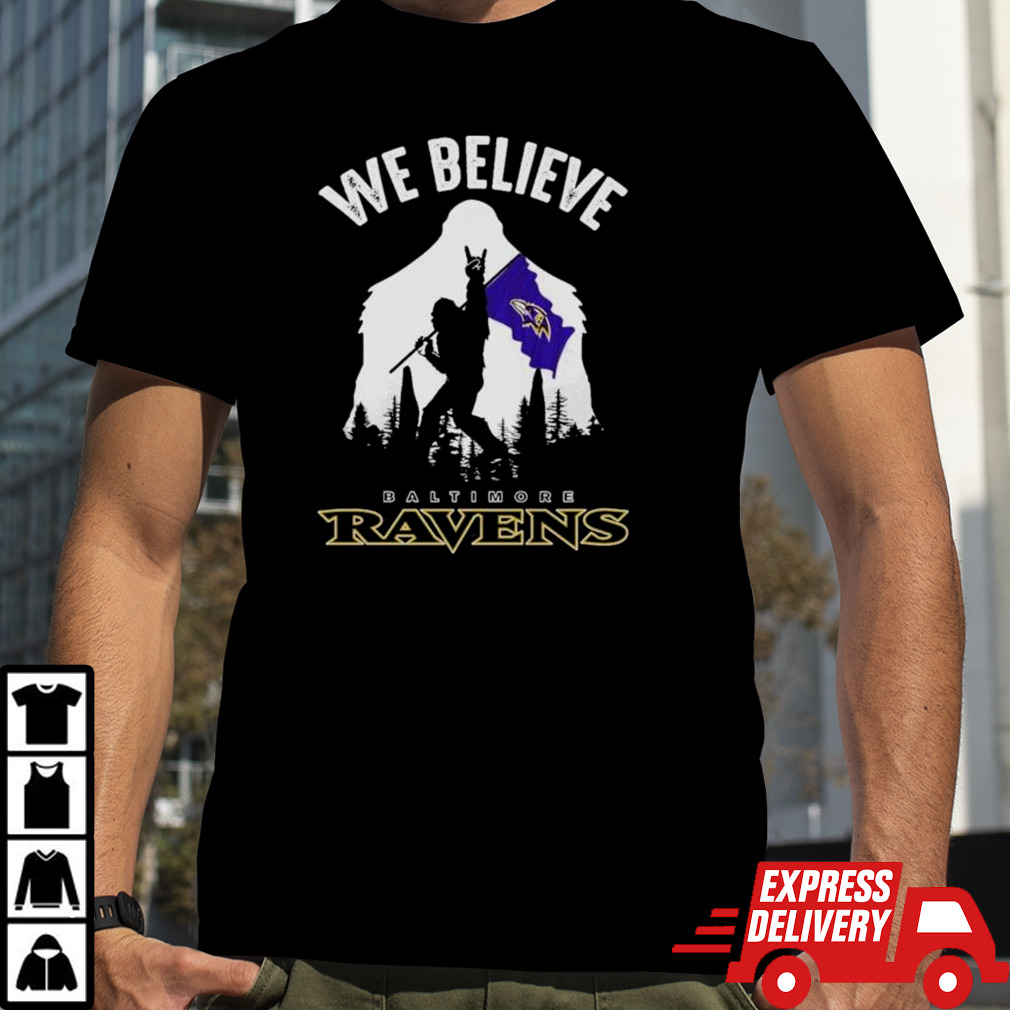 Bigfoot We Believe Baltimore Ravens NFL Flag Shirt