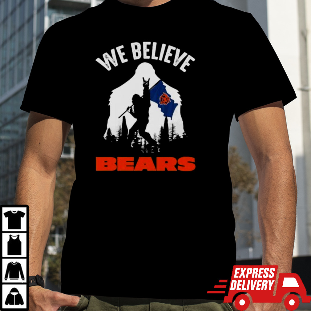 Bigfoot We Believe Chicago Bears NFL Flag Shirt