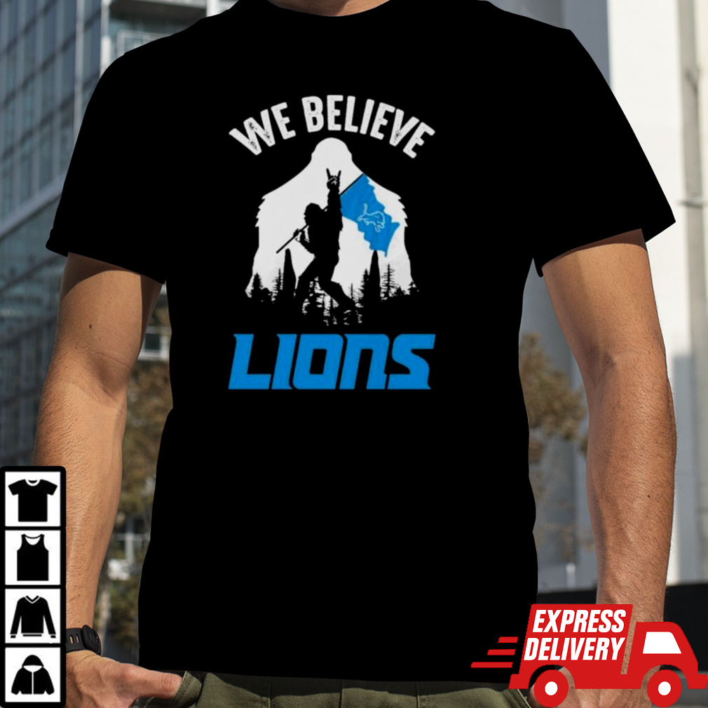 Bigfoot We Believe Detroit Lions NFL Flag Shirt