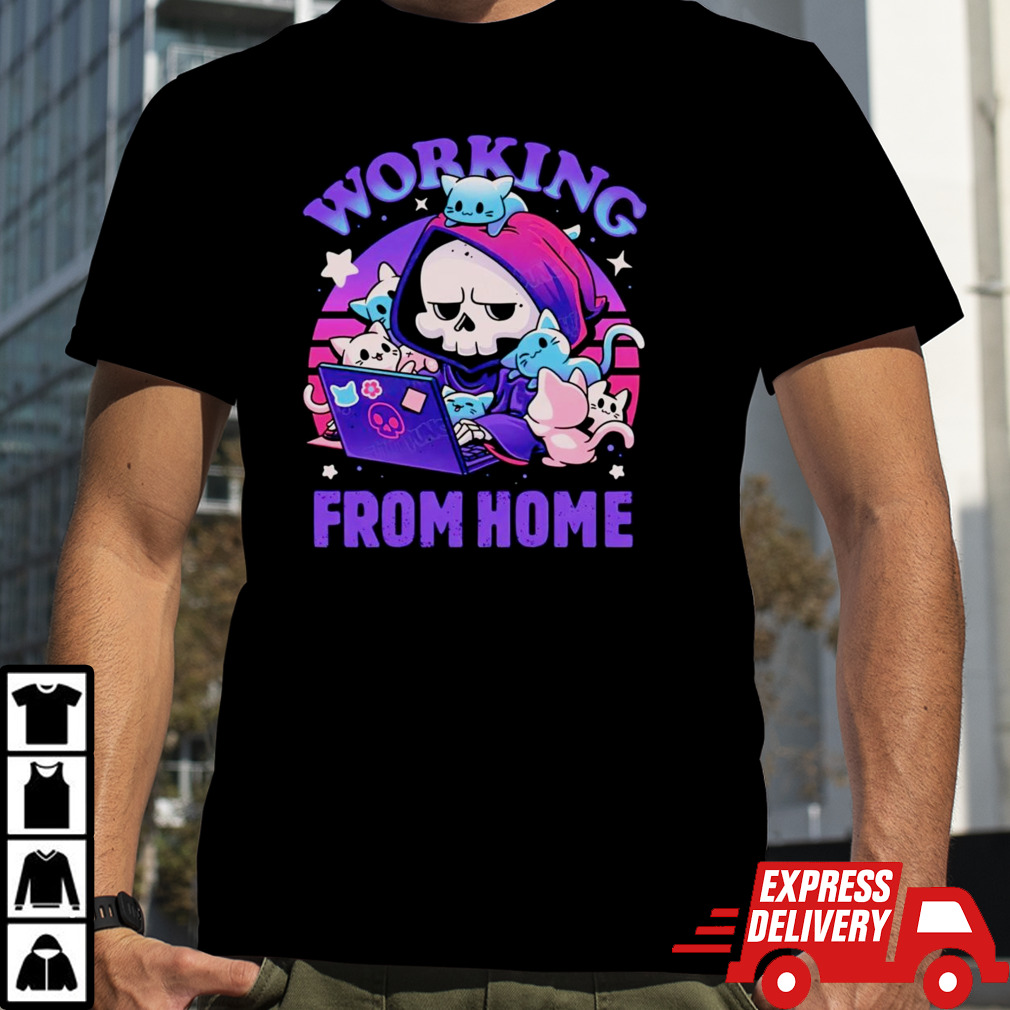 Grim Reaper working from home surrounded by cats shirt