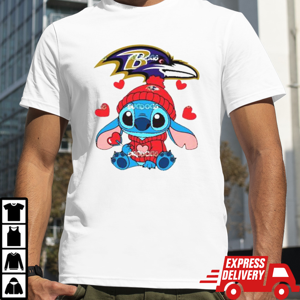 Stitch Valentine Candy Heart Baltimore Ravens shirt