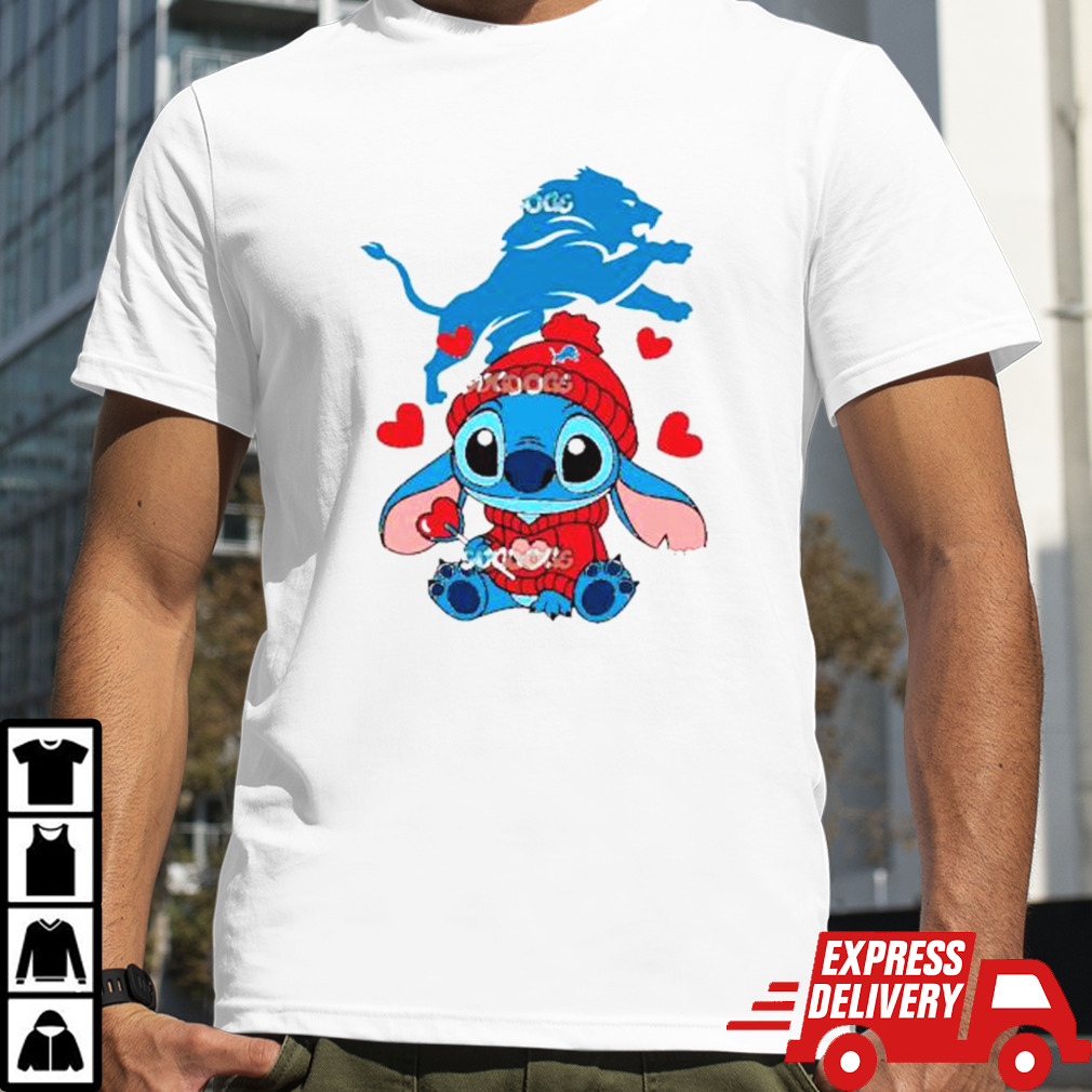 Stitch Valentine Candy Heart Detroit Lions shirt