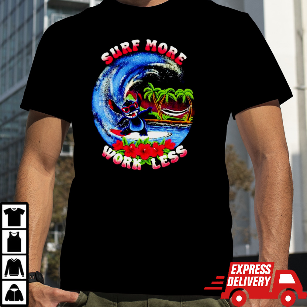 Stitch surf more work less shirt