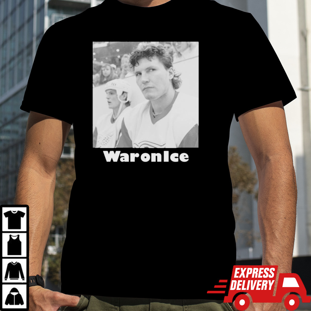 Bob Probert Detroit Red Wings war on ice shirt