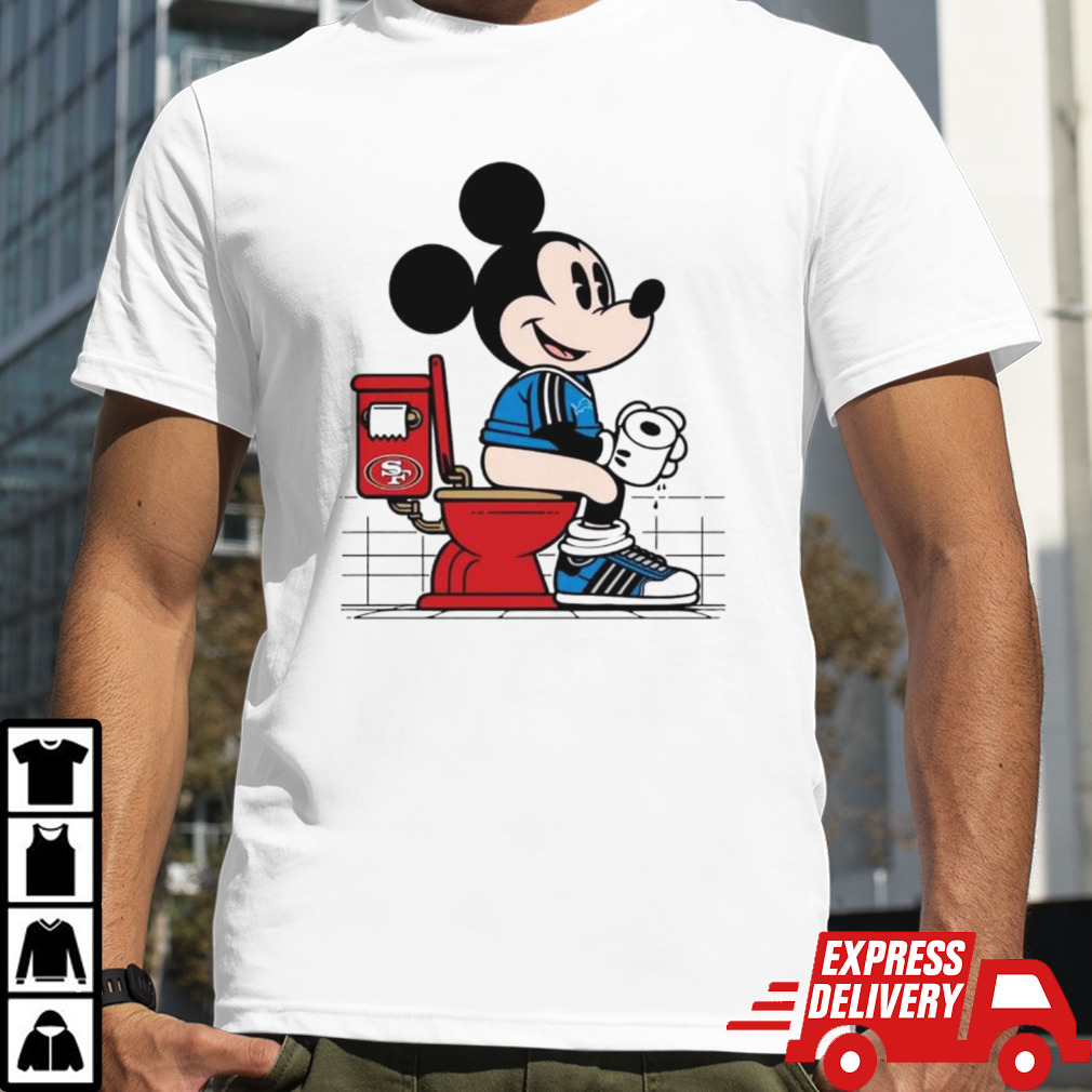 Detroit Lions Mickey Mouse sitting on San Francisco 49ers Toilet shirt