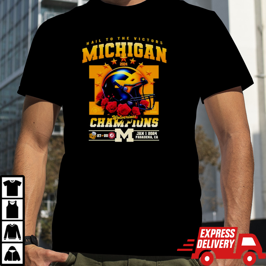 Hail to the victor Michigan Wolverines 2024 Champions helmet shirt