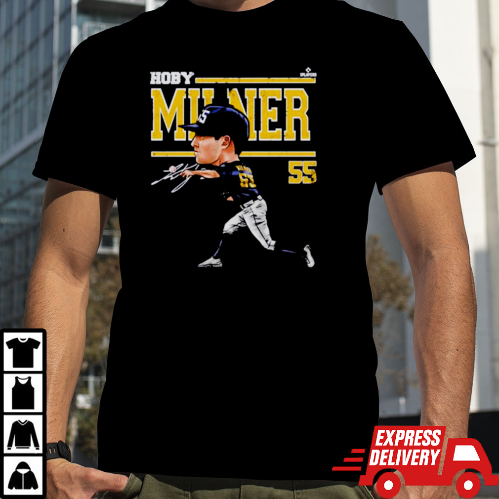 Hoby Milner Milwaukee cartoon baseball signature shirt