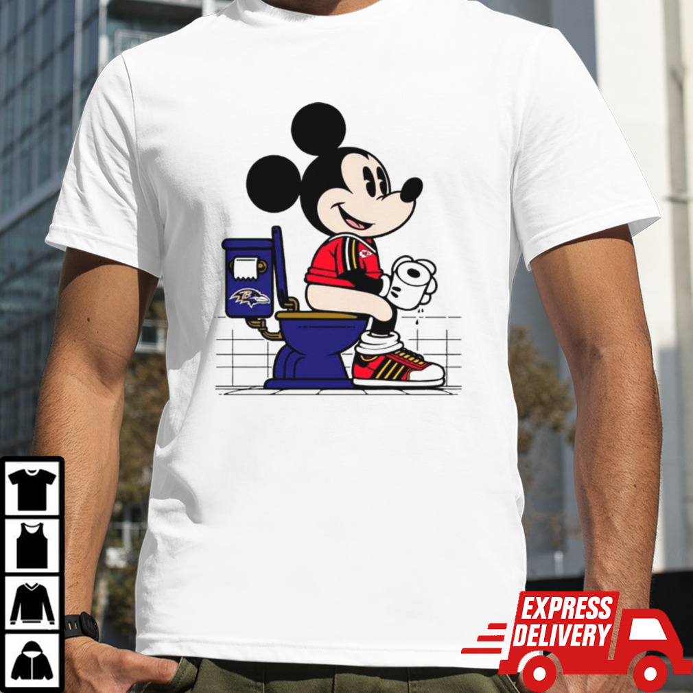 Kansas City Chiefs Mickey Mouse sitting on Baltimore Ravens Toilet shirt