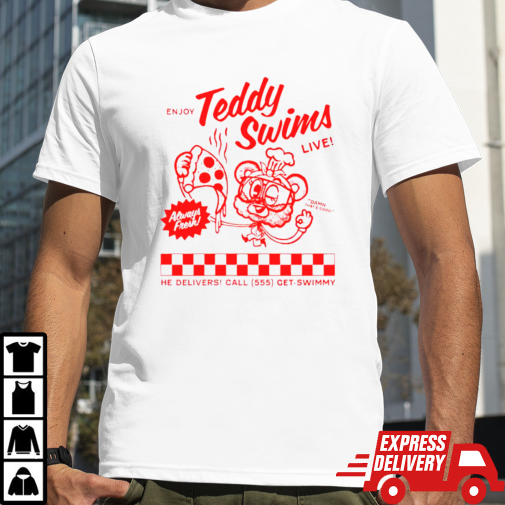 Awesome Teddy swims swimmy pizza shirt