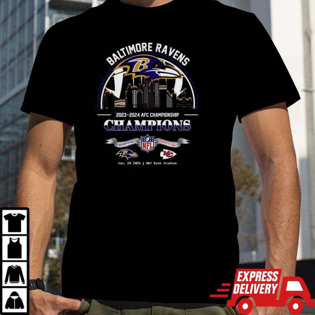 Baltimore Ravens Winners Season 2023-2024 AFC Championship NFL Divisional Skyline T-Shirt