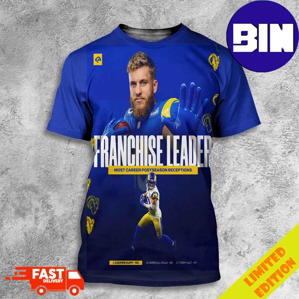 Cooper Kupp Franchise Leader Most Career Postseason Receptions Los Angeles Rams History 3D T-Shirt