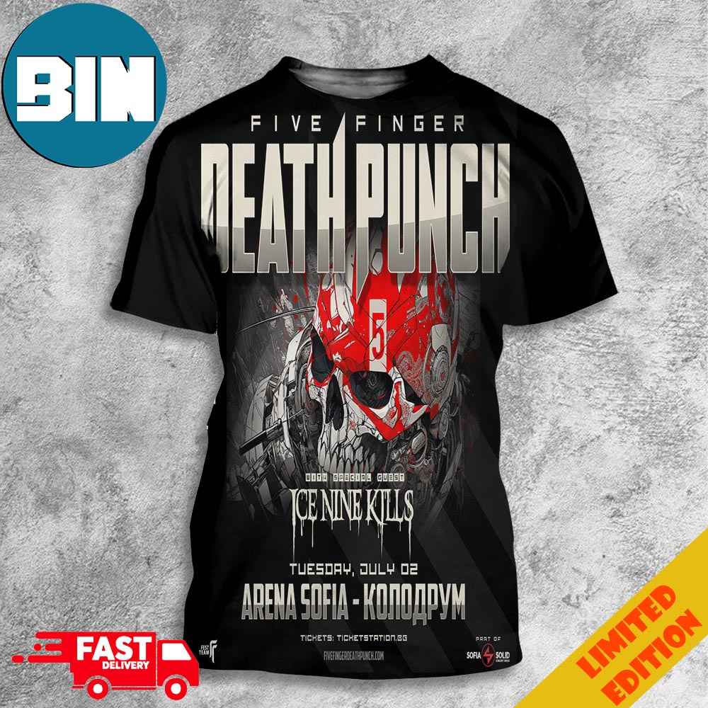 Five Finger Death Punch Announce Summer 2024 UK European Tour With Special Guest Ice Nine Kills Tour Schedule Lists 3D T-Shirt