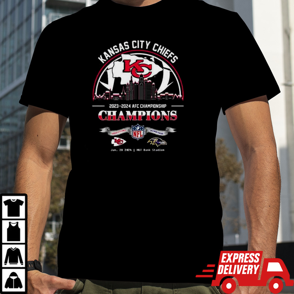 Kansas City Chiefs Winners Season 2023-2024 AFC Championship NFL Divisional Skyline January 28 2024  T-Shirt