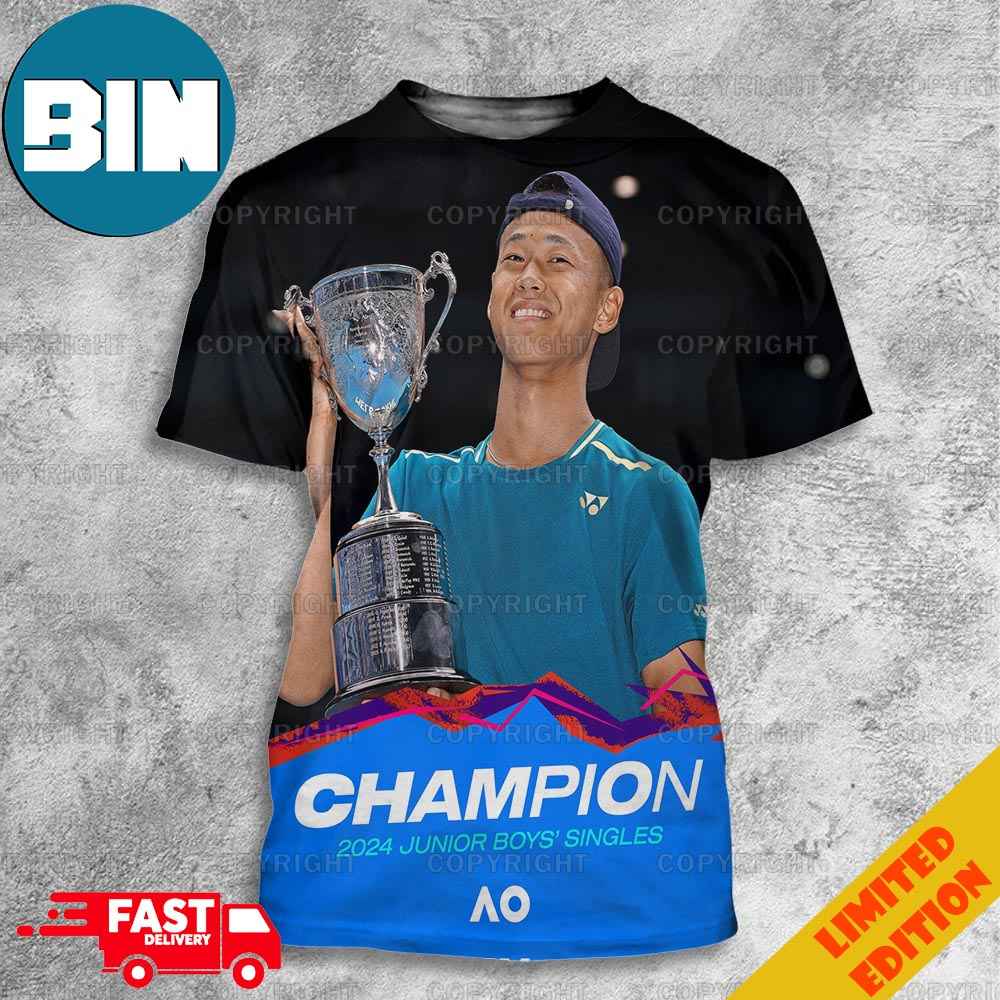 Rei Sakamoto Champion 2024 Junior Boy's Singles Aus Open Junior Singles Title Grand Slam 3D T-Shirt