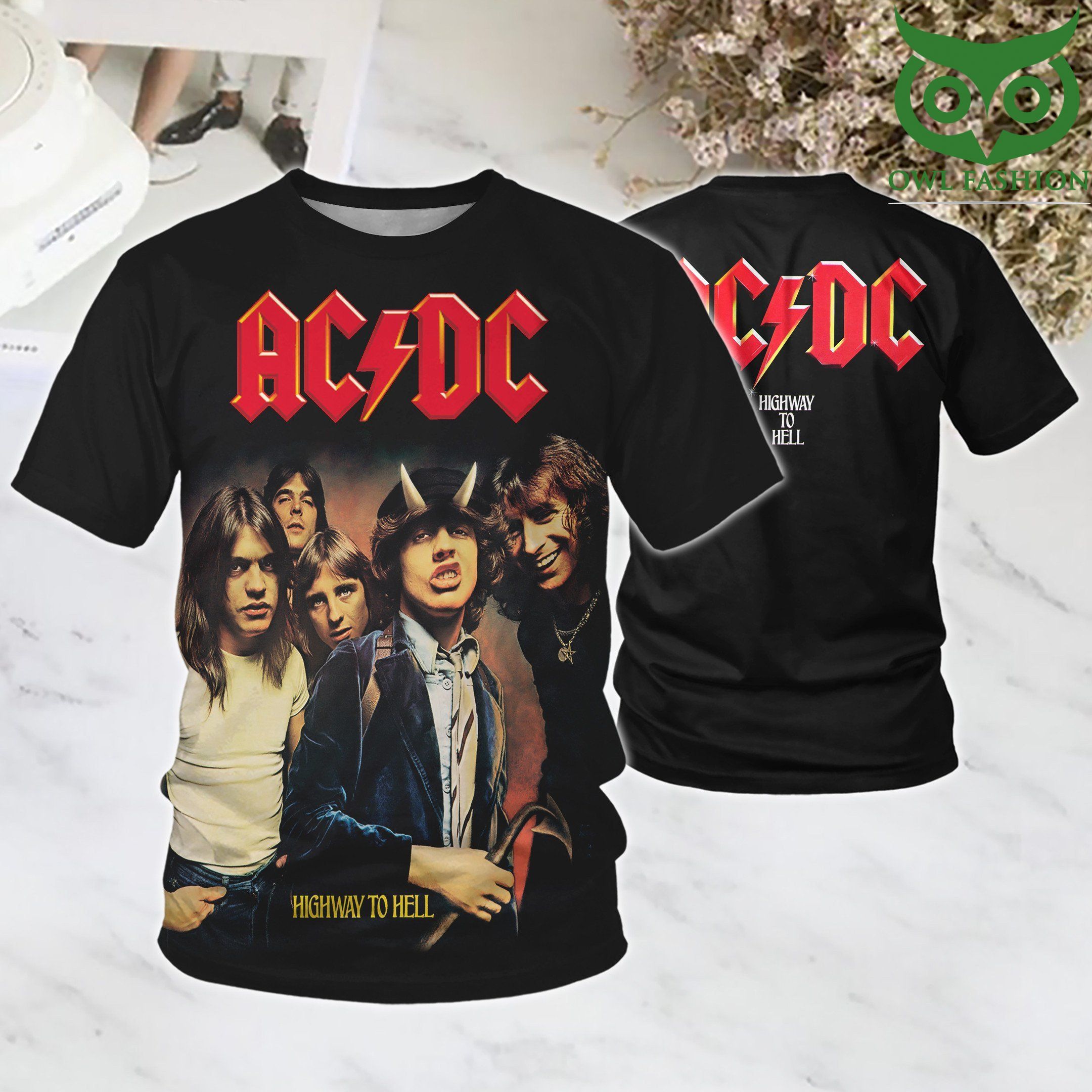 ACDC Highway to hell black 3D Printed T Shirt