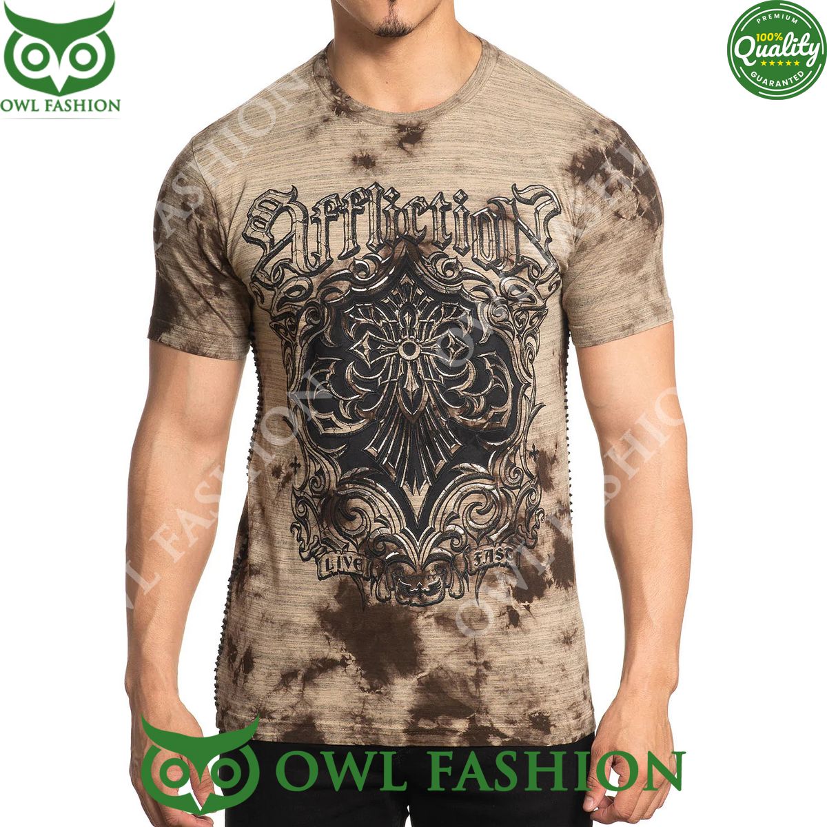 Affliction Precision Tobacco Crystal 3D T-Shirt