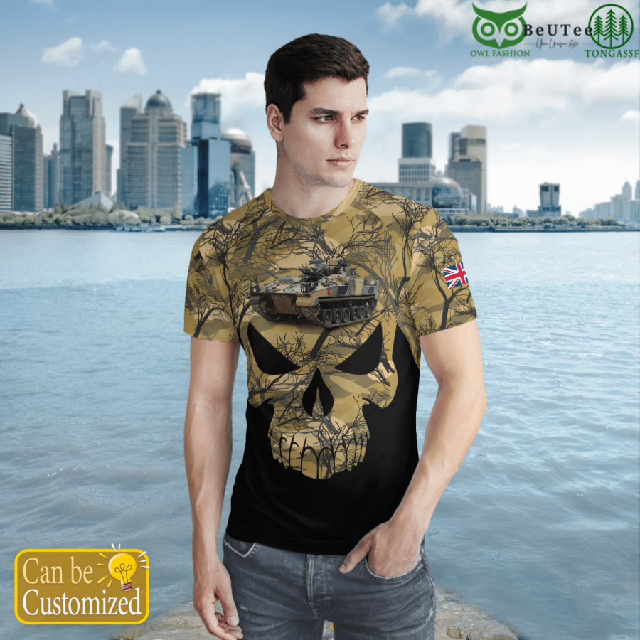 British Army Warrior Tank Skull 3D T-Shirt