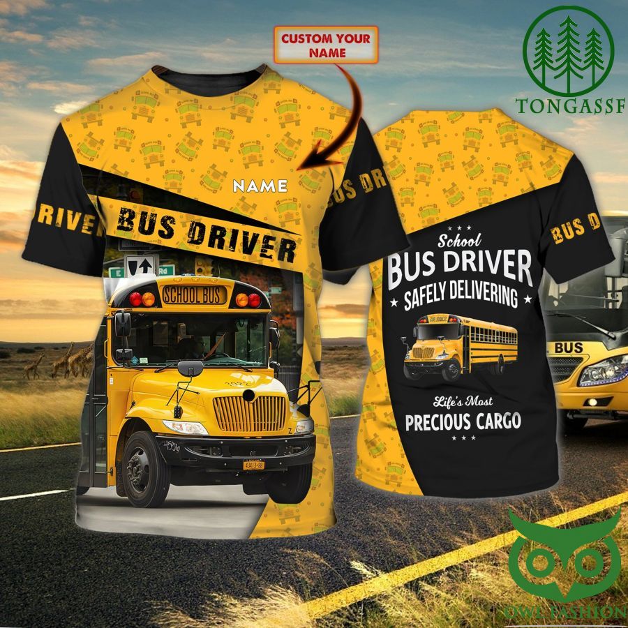 Bus Driver Safely Delivering Personalized Name 3D Tshirt