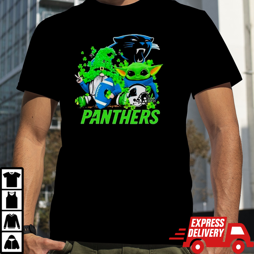 Carolina Panthers Baby Yoda Happy St.patrick’s Day Shamrock 2024 T-Shirt