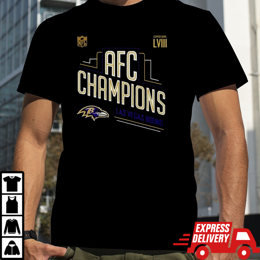 Congrats Baltimore Ravens 2023 AFC Champions And Advance to Super Bowl LVIII Las Vegas Bound T-Shirt