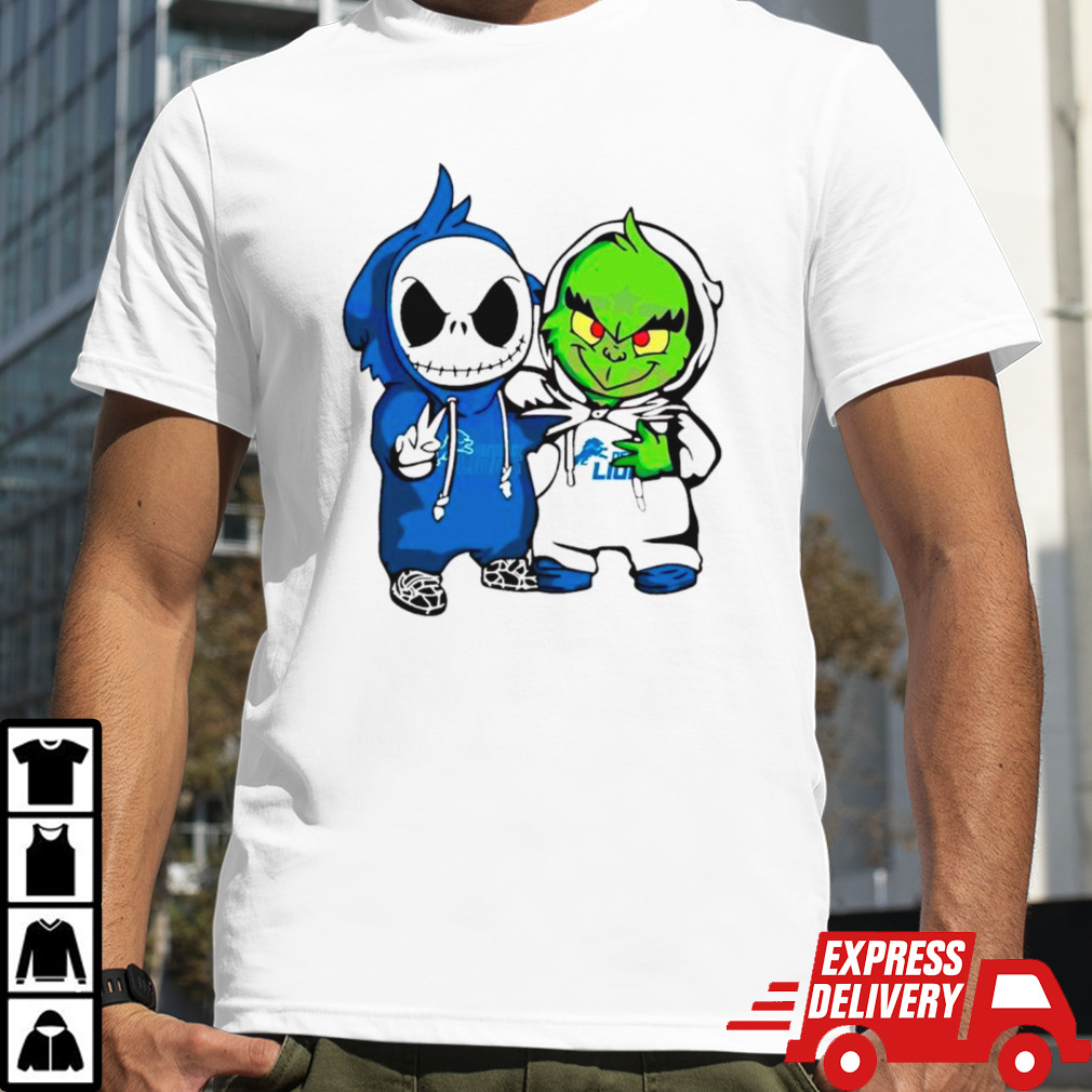 Grinch And Jack Skellington Detroit Lions fan shirt