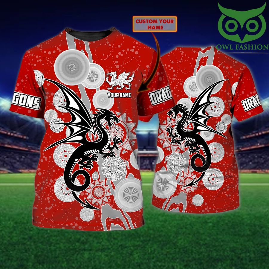 Custom Name NRL St George Illawarra Dragonns red 3D T-Shirt