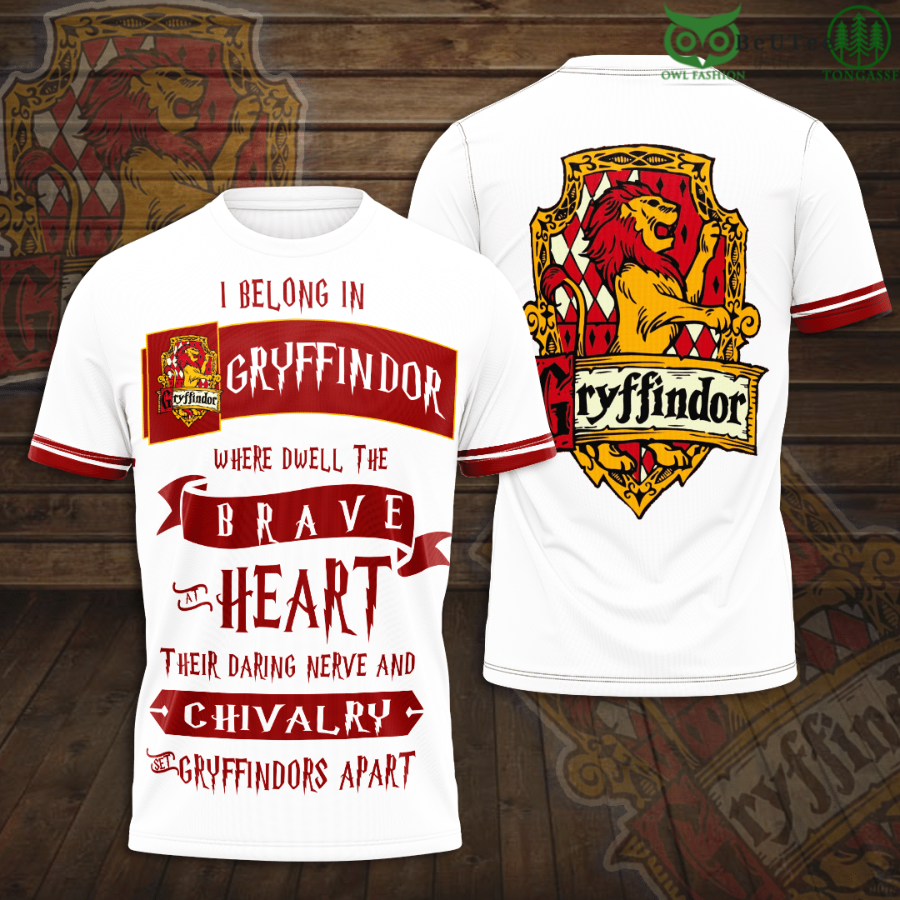 I Belong In Gryffindor Brave Heart Harry Potter 3D TShirt