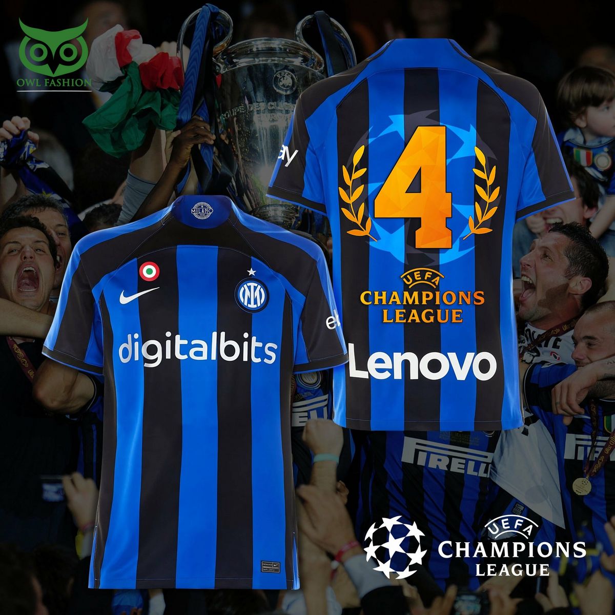 Inter Milan 4 UEFA Champions League Lenovo 3D Tshirt