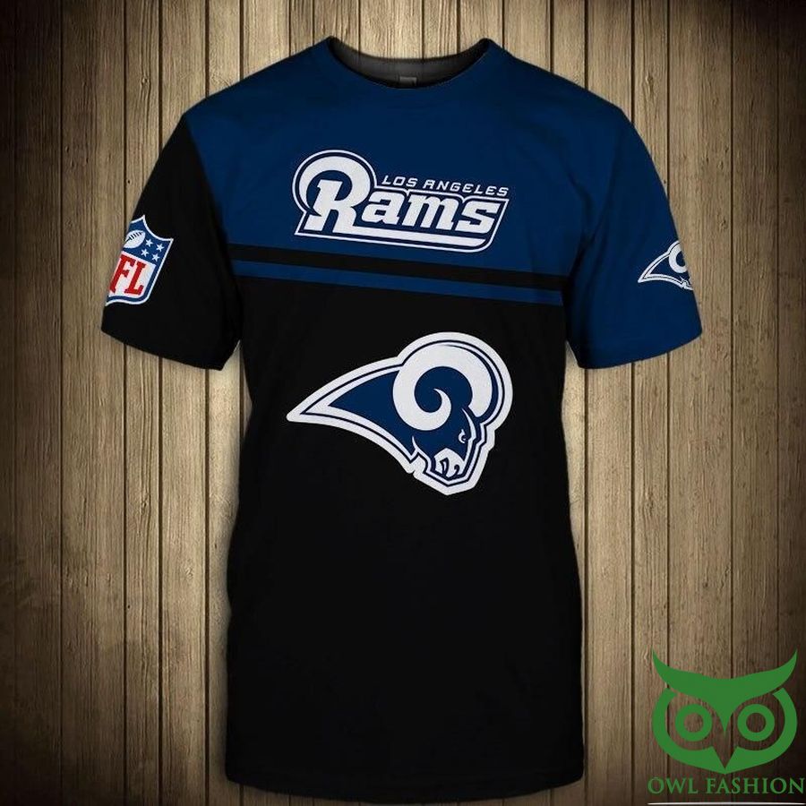 Los Angeles Rams NFL Black and Sapphire Blue 3D T-shirt