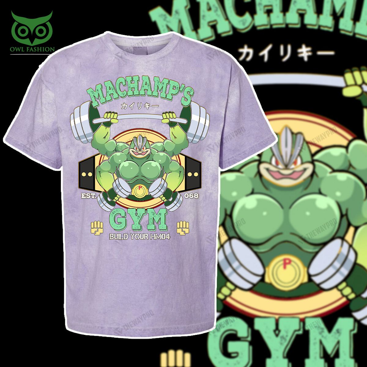 Machamp Gym Pokemon Anime Green Custom 3D T-shirt