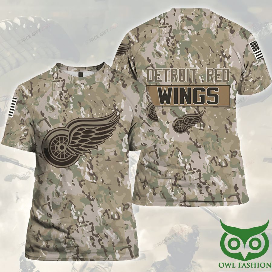 NHL Detroit Red Wings Camouflage 3D T-shirt