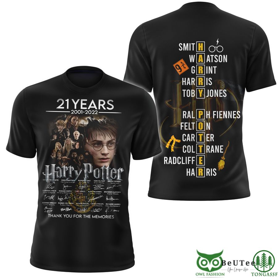 Premium Harry Potter 21 Years Black 3D T-Shirt