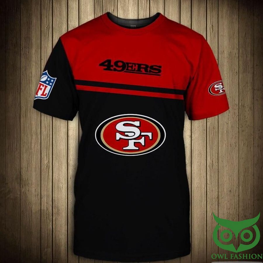 San Francisco 49ers NFL Red and Black 3D T-shirt