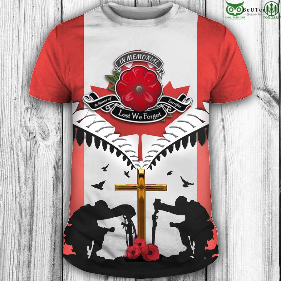 Veteran Poppy In Memorial Lest We Forget Canada Flag Shirt Memorial Day 3D T-Shirt