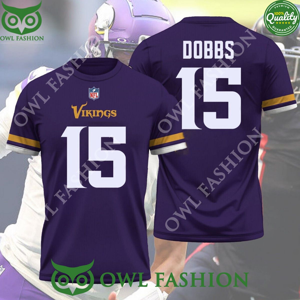 Welcome Josh Dobbs 15 to Minnesota Team Vikings AOP t Shirt 3D