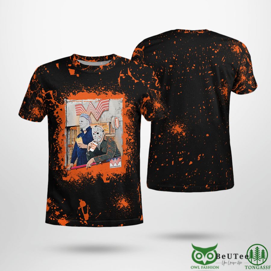 whataburger jason voorhees michael myers halloween bleached t shirt