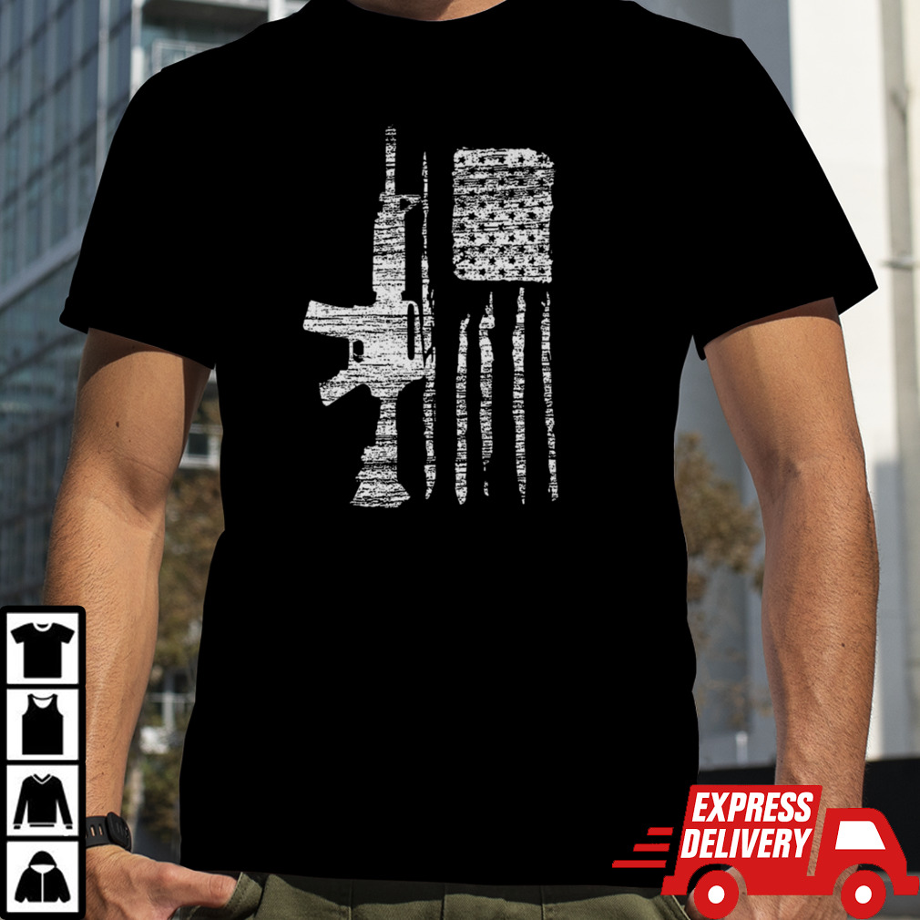 American Patriotic USA GUN Flag T-shirt