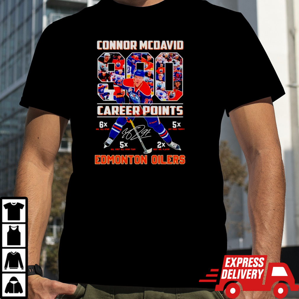 Connor McDavid 900 Career Points Edmonton Oilers signature shirt