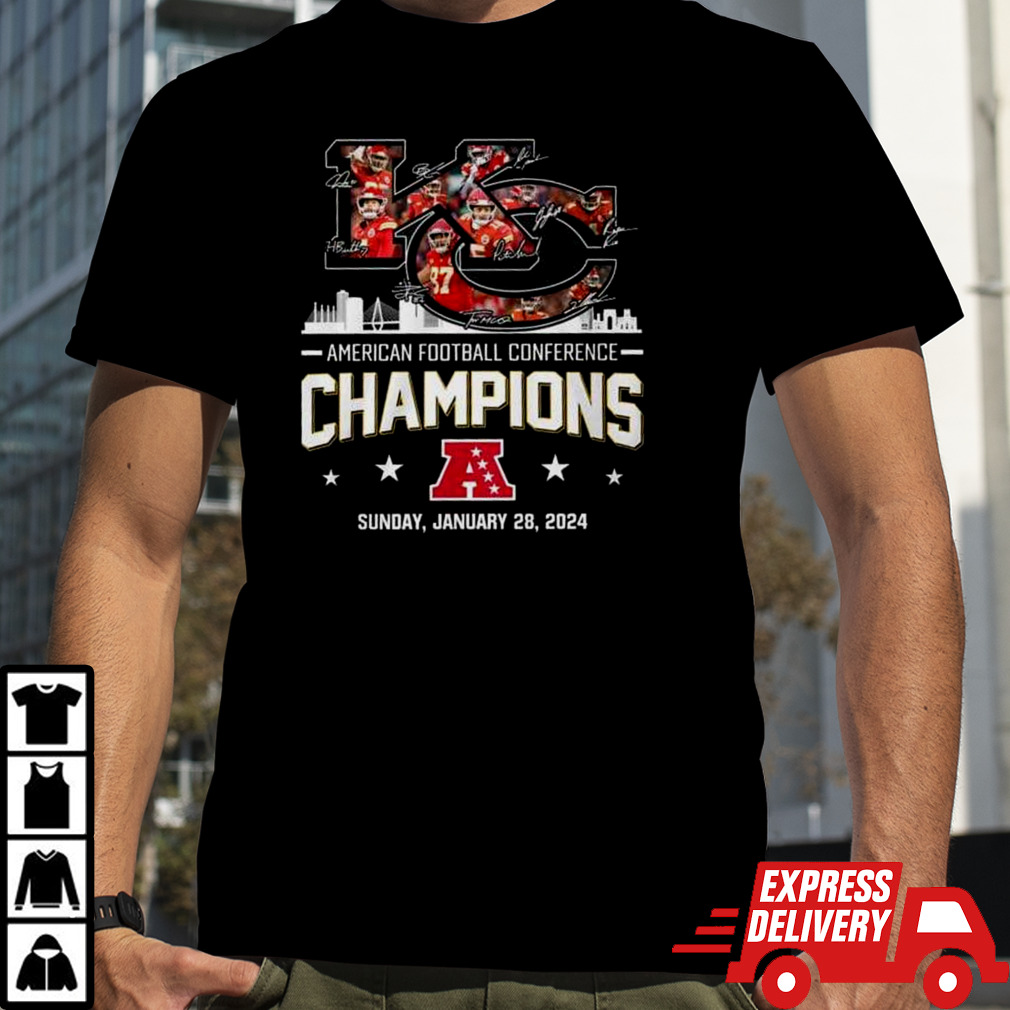 KC Chiefs AFC CHAMPIONS 2023-2024 Signature Two-Sided T-Shirts