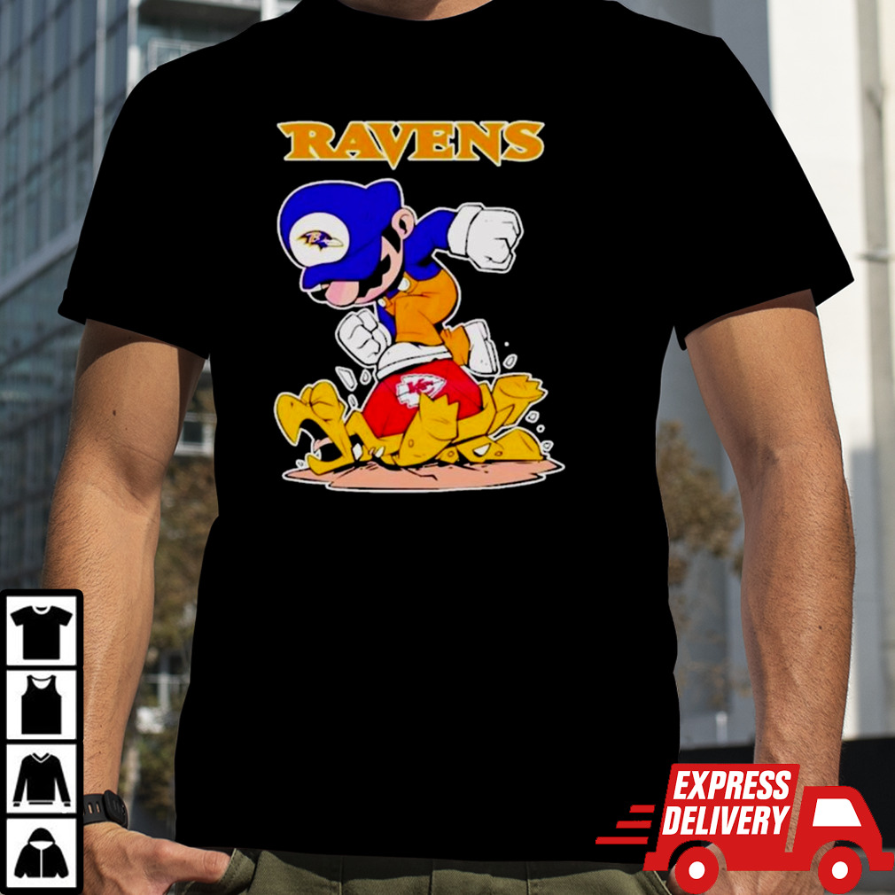 Mario ravens stomps on Kansas city Chiefs T-shirts