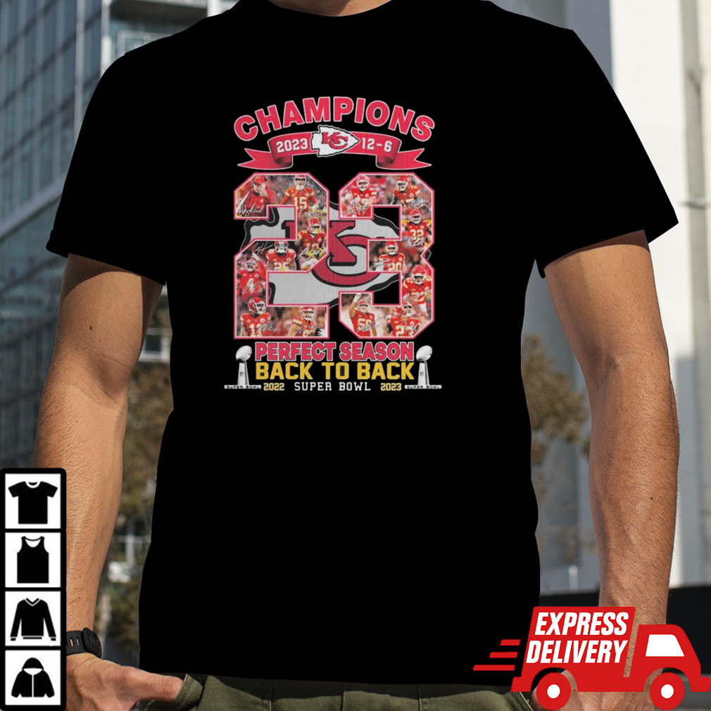 Kansas City Chiefs Champions 12-6 2023 Perfect Season Back To Back Signatures shirt