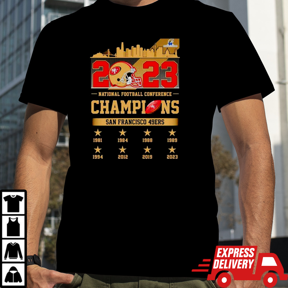 San Francisco 49ers 2023 National football conference Champions skyline shirt