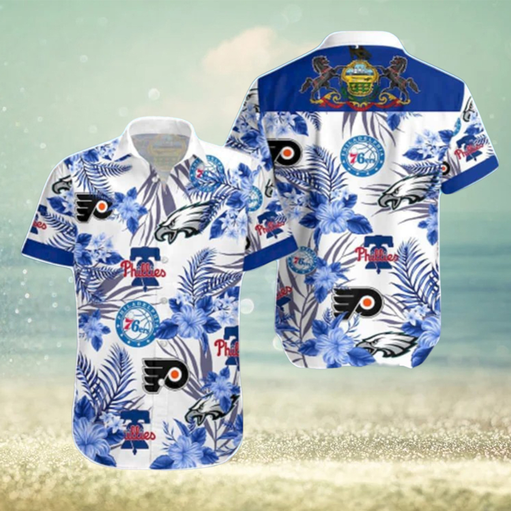 76ers Phillies Philadelphia Eagles Hawaiian Shirt Best Beach Gift - Limotees