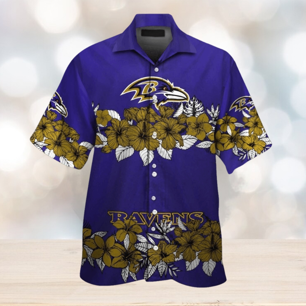 Baltimore Ravens Hawaiian Short Sleeve Tropical Shirt Button Up - Limotees