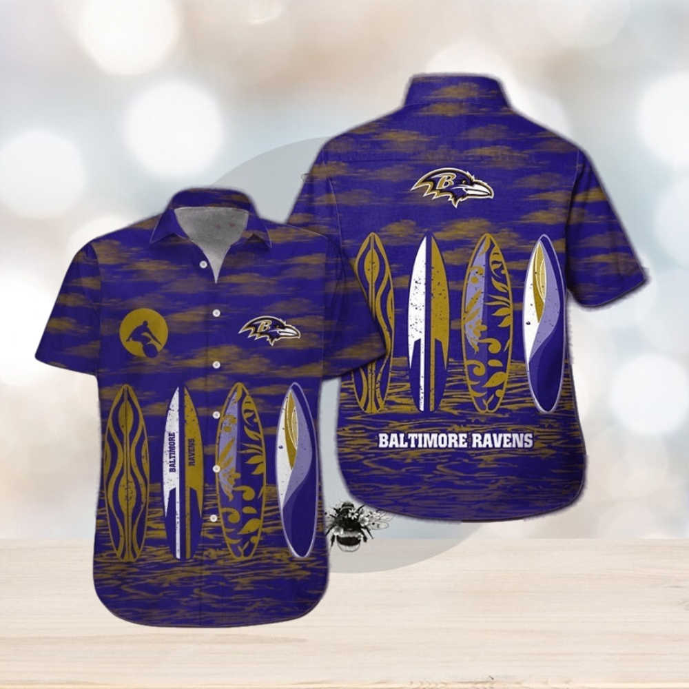 Baltimore Ravens Short Sleeve Shirt Hawaiian Tropical Exclusive Design - Limotees