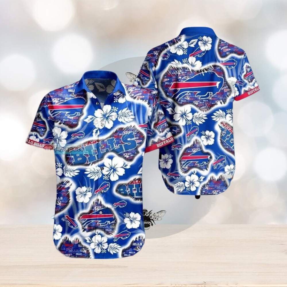 Buffalo Bills Flower Ashed Hawaiian Shirt - Limotees